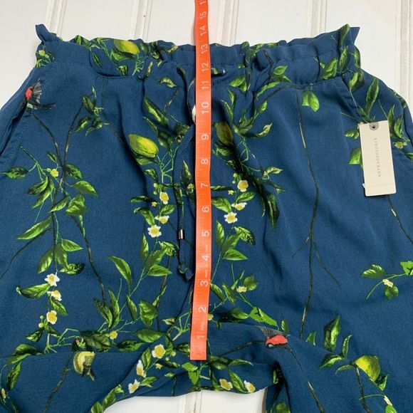 Anthropologie S Oversized Lemon Fruit Print Bermuda Shorts Elastic Waist Boho - Picture 7 of 8